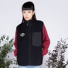 WasangShow 花生騷 守護森林超細搖粒絨全拉鏈背心黑色款