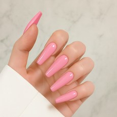 붙이는 단색 네일팁 누드 핑크 피치 분홍 로제 발레리나, 1개, 핑크볼티지 A035