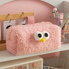 미노앤슈 대용량 귀여운 뽐뽐 뽀글이 왕눈이 학생 필통 다용도 파우치, 1개, 핑크