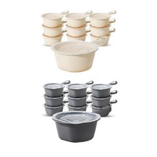 냉동실 전자렌지용 손잡이 뚜껑 밥그릇 10p 캠핑용 식기 스텐 접시 고기접시 메인음식, 275ml 그레이 10P