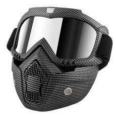탈착식 페이스 마스크가 있는 오토바이 고글 라이딩 안경 더트 바이크 ATV 모토크로스 오프로드 에어소프트 페인트볼 사이클링 보호 풀 마스크 김 서림 방지 성인 청소년용 2797