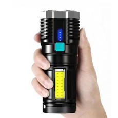손전등 충전식 후레쉬 고휘도 휴대용 led 라이트, 1개