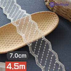 레아하브 아리안느 넓은 레이스천 리본끈 밑단원단 7.0cmx4.5M, 1개, 베이지