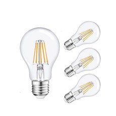A19 6W 디밍 가능 전구 12V LED 전구 RV 캠핑카 풍경 2700K 웜 화이트 투명 앤티크 필라멘트 태양 전지 시스템 조명 RV 해양 4팩