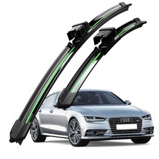호환 아우디 A7 (C7 4G8)/A7(C8 4G9) 2010-2024 와이퍼 초발수 저소음 자국 없음 전면 와이퍼 블레이드 2종 세트, 초록색, A7 (C7/4G8) 2010-2017