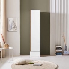 솜씨방가구 E0 로엠 키높이 원서랍 400 틈새옷장(이단봉형), 내추럴화이트