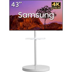 삼성 무빙스타일 4K UHD TV 스마트 사이니지TV 라이트 이동식 스탠드 거치대 패키지, 방문설치, 이동형 스탠드, 선반O, 107.9cm(43인치)