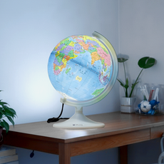 스탠드 지구본 26cm LED 무드등 겸용 세계지도 학습용 어린이 학생 인테리어 조명, 멀티컬러