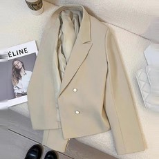 Angel 가을 베이지 숏 정장 코트 여성 캐주얼 기질 심플 정장 자켓 상의