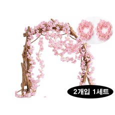 1+1 플라워 장식 조화 꽃넝클 1세트, 2개, 벚꽃