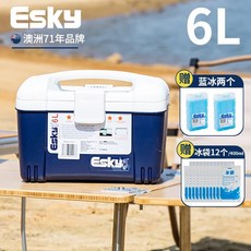【哆哆購】ESKY保溫箱擺攤車載便攜式發泡沫冷藏箱商家用戶外冰桶保冷保鮮箱, 6L(PU)+1原裝藍冰12冰袋