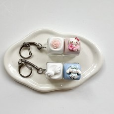 귀여운 파스텔 2구 입체 포인트 키캡 기계식 키보드 꾸미기, 1개, 핑크