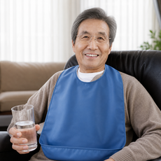 하임하이 성인 턱받이 노인 환자 식사용 방수 식사턱받이, 1개, 블루 특대