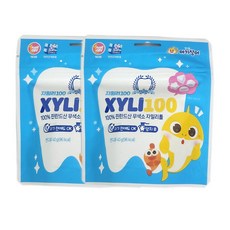 핑크퐁 아기상어 자일리톨100 무색소 캔디, 40g, 2개