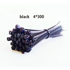 플라스틱 나일론 와이어 케이블 지퍼 타이 자동 잠금 검정색 흰색 고정 루프 정리, 12. 4-300mm-black