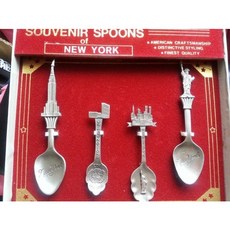 美國骨董 西洋收藏品 【紐約紀念湯匙】錫製品 共4隻, 1個