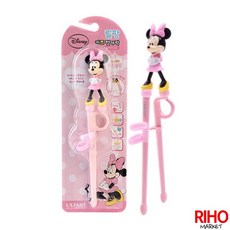 里和 lilfant 韓國製 304不鏽鋼米奇米妮兒童餐具組 (湯匙/叉子/學習筷/餐盤/便當盒/水杯/水壺/吸管杯/碗), 1個, (微瑕疵特價)全身學習筷 米妮, 米妮, 全身學習筷 米妮