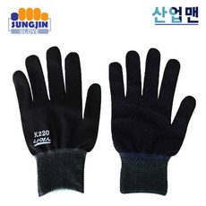성진 나이스 점박이 장갑 (1팩 10켤레) S M L 도트 논슬립 작업장갑, 검정 M, 10세트