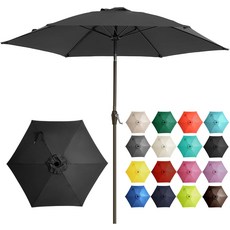 Ayge 7.5피트 대형 야외 파티오 우산 시장 테이블 우산-UV 저항성 쉬운 푸시 버튼 기울기 및 크랭크 데크 뒷마당 정원 마당 블랙용 튼튼한 유리 리브 6개의 풀, 7.5FT, Lime