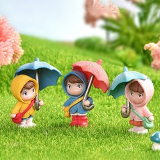 우산소녀 장식인형 피규어 4종세트 차량용 선반 인테리어 소품 미니어처 4P, 1세트
