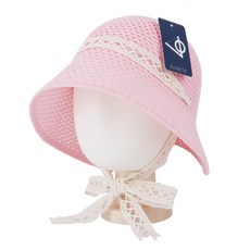 베이직엠 아동용 (4~7세) 여름 벙거지 모자 버킷햇 레이스 보넷 (52cm)