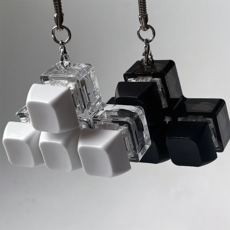 라나야 커스텀 청축 방향키 키캡 키링 열쇠고리, 블랙, 1개