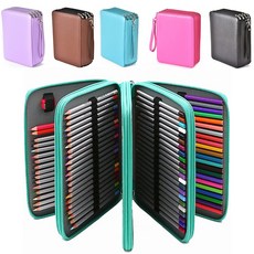 색연필 가죽 수납 필통 파우치 72색 120색 168색, 1개, 72색 블랙