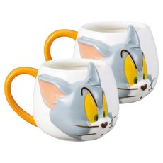 썬아트 페이스 머그컵 톰 350ml, 화이트+그레이, 2개