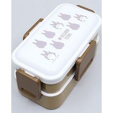 토토로 실루엣 2단 돔형 사면 결착 소풍 도시락통, 브라운, 1개