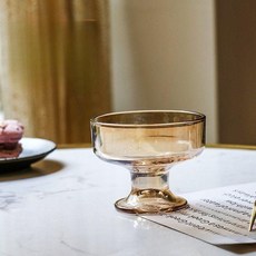 유리 아이스크림컵 디저트볼 빙수그릇 홈카페 강화유리 이중, 101-200ml