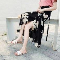 롱 랩스커트 치마 롱플레어 패턴롱 스커트 여름여행, 선택4. 롱 랩스커트(화이트꽃), 1개