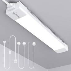 플러그가 있는 LED 튜브 조명 기구 4FT 1800LM 5000K 유틸리티 차고 주방 욕실 옷장 사무실용 연결형 캐비닛 4피트 방수 흰색, 1.4FT/With Plug