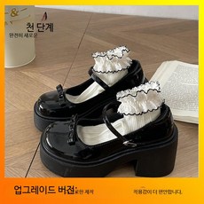 발편한 리본 메리제인 에나멜구두 높은굽 통굽 여성