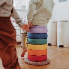 밸런스블록 균형 촉감 징검다리 놀이터 스텝 교구, 레인보우 슈트+밸런스 보드+스티커