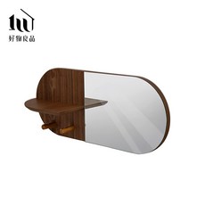 好物良品 日式膠囊造型壁掛鏡 (2色可選) 壁掛鏡 梳妝鏡 化妝鏡 置物收納鏡, 黑胡桃木色
