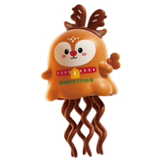 台灣現貨 聖誕幽靈發條玩具 魔性章魚 兒童玩具 魔性舞蹈 扭扭樂 萬聖節禮物 聖誕節禮物 交換禮物 八爪魚, 1個, 麋鹿款(彩盒裝), 棕色