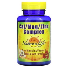 Nature's Life 네이처스라이프 칼슘 마그네슘 아연 콤플렉스 100 캡슐 미네랄보충제, 1개