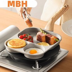 加大加厚大容量三閤一早餐鍋 多格煎蛋煎餃牛排專用不粘鍋, 1個, 象牙白通用款,22cm