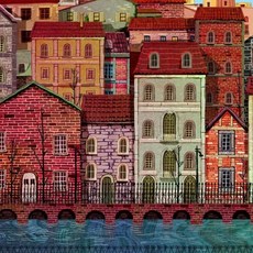 유명한 집 빈티지 포스터 도시 풍경 북유럽 캔버스 인쇄 그림 벽 예술 홈 장식 프레임, 2. C