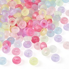 Craftdady 100피스 다채로운 레진 스트라이프 라운드 볼 비즈 10mm 혼합 색상 청키 버블검 검볼 스페이서 루즈 비즈 주얼리 제작용 구멍: 2mm, 14mm, Mixed Color Frosted Rondelle