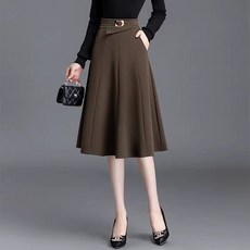 중년 여성 미디 스커트 봄 가을 엄마복 하이웨스트 a라인 미디 스커트 우아한 캐주얼 스타일 YLP