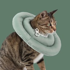 키트니 강아지 고양이 원형 쿠션 도넛 넥카라 그린 L, 1개