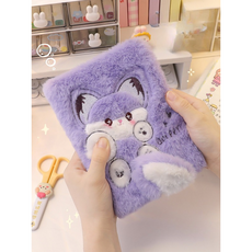 퍼다이어리 털뭉치 공책 선물 귀여운 뽀송 여우 봉제 토끼, 1개, 2_작은 토끼