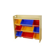 Hi-toys 多功能木質九格玩具收納架_繽紛彩虹