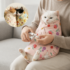 고양이 담요 요술 포대기 자가접착 구속 고정 발톱깎이 할큄방지 보자기 홈케어 약먹이기, 1개, 토끼