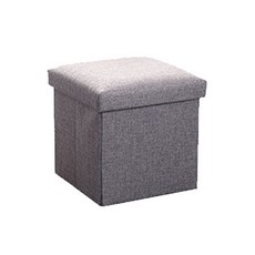 棉麻可摺疊收納凳 玩具收納箱, 1件, 16L深灰色 (小正方形), 深灰色
