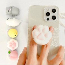 학생선물 동물 핸드폰 거치대 애니멀 모찌 고양이발바닥 스마트톡 그립홀더 캐릭터, 본상품선택, 고양이, 1