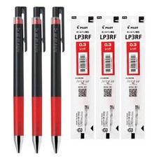 더주니 파이롯트 쥬스업 0.3mm 단색 볼펜 3개 + 리필심 3개 세트, 1개, 0.3 레드 세트