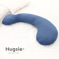 Hugsie美國棉孕婦枕【舒棉款】月亮枕 哺乳枕 側睡枕, 深藍灰,Normal
