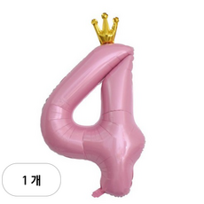 이자벨홈 생일파티 왕관 숫자 풍선 4 초대형, 핑크, 1개